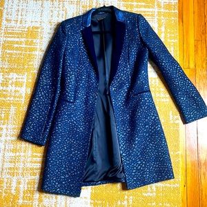 Long Blazer with Metallic Thread